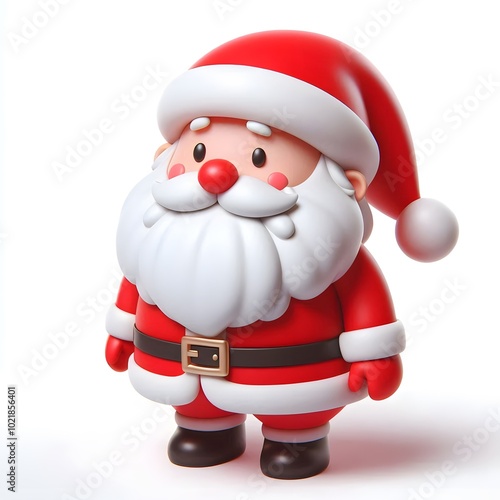 3D cartoon character Santa Claus Marry Christmas happy smile, Santa Claus's character is isolated on a white background.