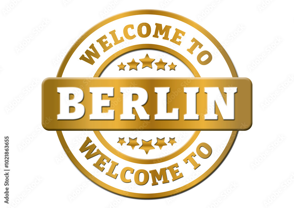 Fototapeta premium gold sticker welcome to Berlin Germany