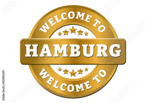 gold sticker welcome to Hamburg