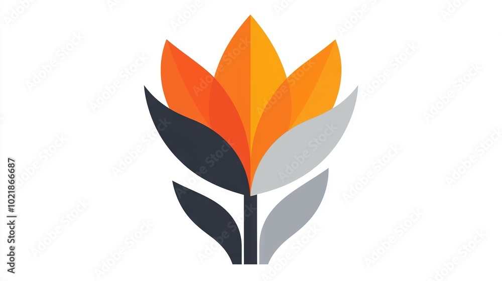 Picture of plant with orange and grey leaves on white background with blue border Picture of plant with orange and grey leaves on white background with blue border