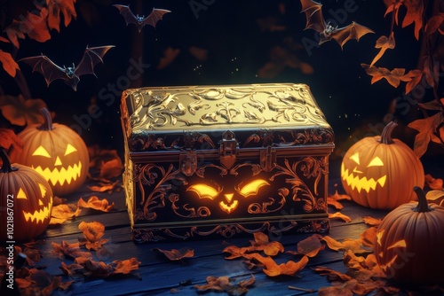 Midnight Harvest: Gold Cursed Music Box Haunts Autumn Night photo