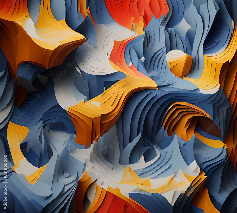 Obraz premium Geometric shapes and gradient color shifts create a mesmerizing optical illusion, a colorful chaos of overlapping and interrelated shapes.generative ai 