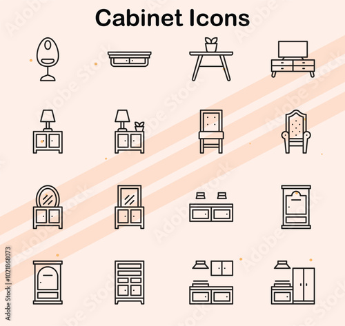 Icons representing various types of cabinets for storage.