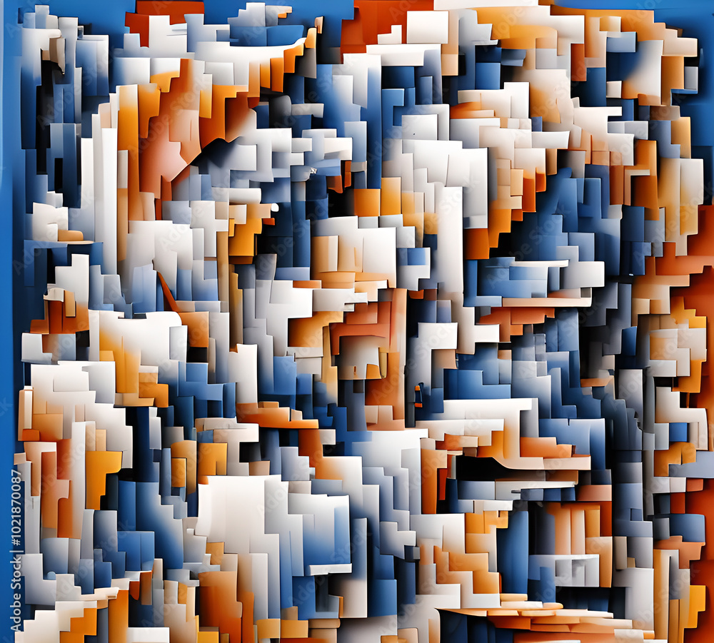 Obraz premium Geometric shapes and gradient color shifts create a mesmerizing optical illusion, a colorful chaos of overlapping and interrelated shapes.generative ai