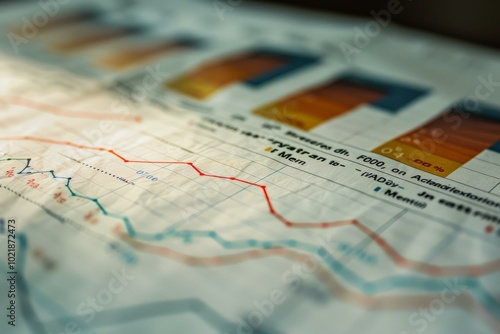 Wallpaper Mural Red and blue lines are fluctuating on a financial chart, showing market volatility Torontodigital.ca