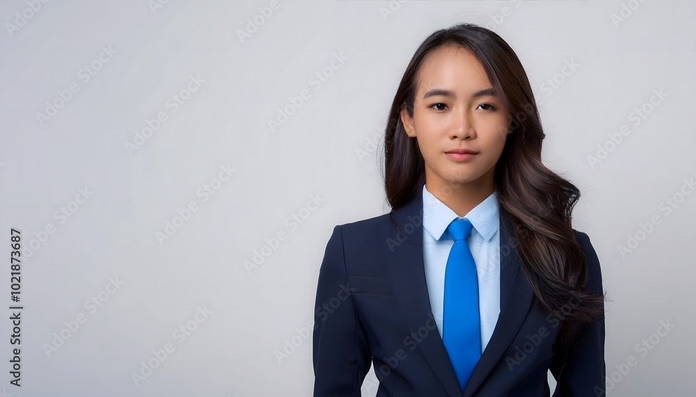 25-year-old Tall American white girl, with clean professional hair, wearing a business suit with copy space, looking at the camera. 25-year-old Tall American white girl, with clean professional hair, wearing a business suit with copy space, looking at the camera.