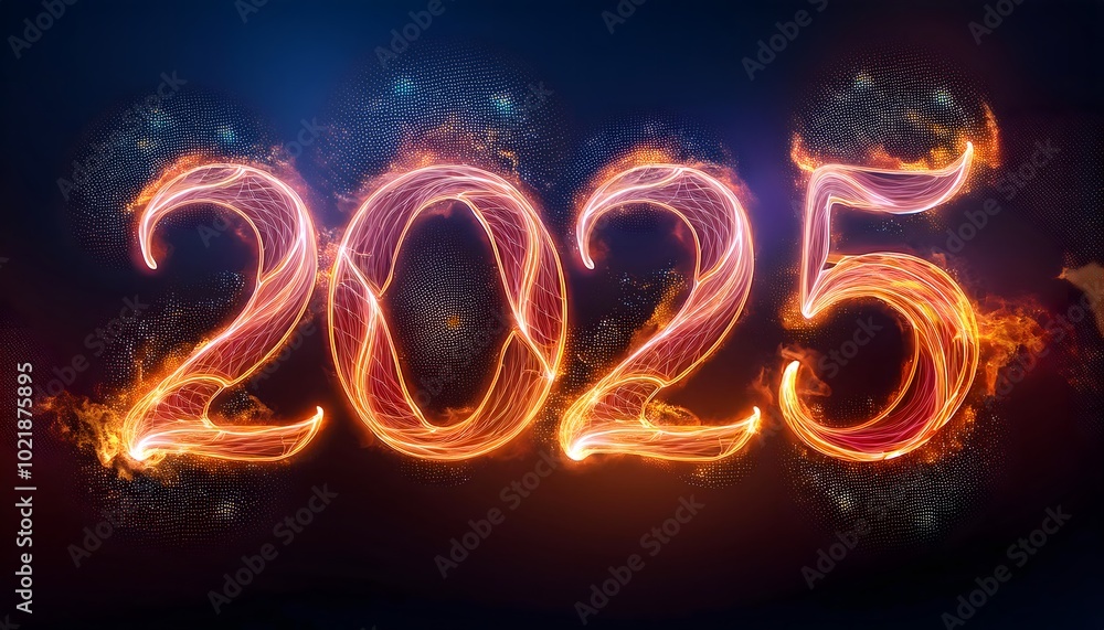 2025 fire text effect, isolated on a dark background, colorful banner. Fire Text, New Year Background banner 2025 fire text effect, isolated on a dark background, colorful banner. Fire Text, New Year Background banner