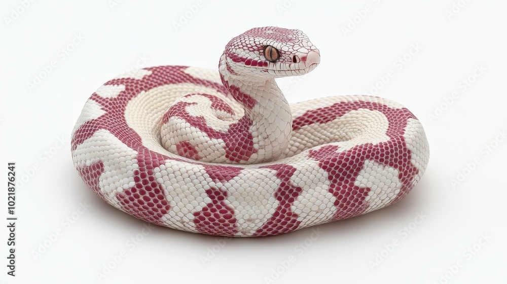 Fototapeta premium Pied-Ball Python, Royal Python, or Ball Python With Rare Color Morph Isolated on White