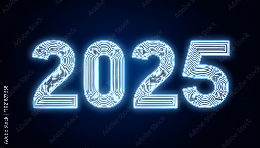 2025 light board text effect isolated on a dark background. New Year Background banner 2025 light board text effect isolated on a dark background. New Year Background banner