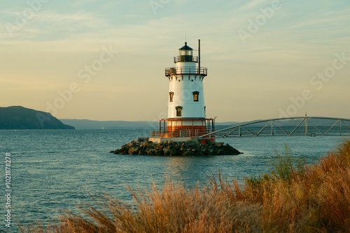 Obraz na płótnie Sleepy Hollow Lighthouse on the Hudson River in Tarrytown, New York w salonie