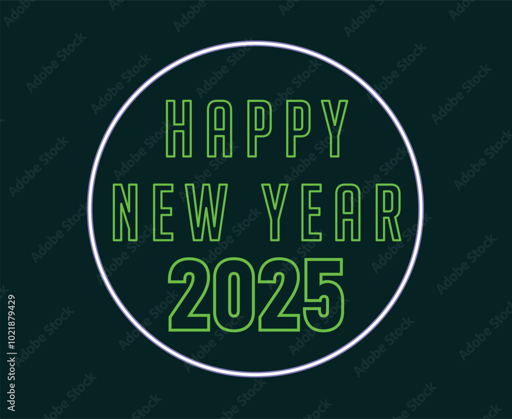 Fototapeta premium Happy New Year 2025 Abstract Green Festive Elegant Design Vector Illustration