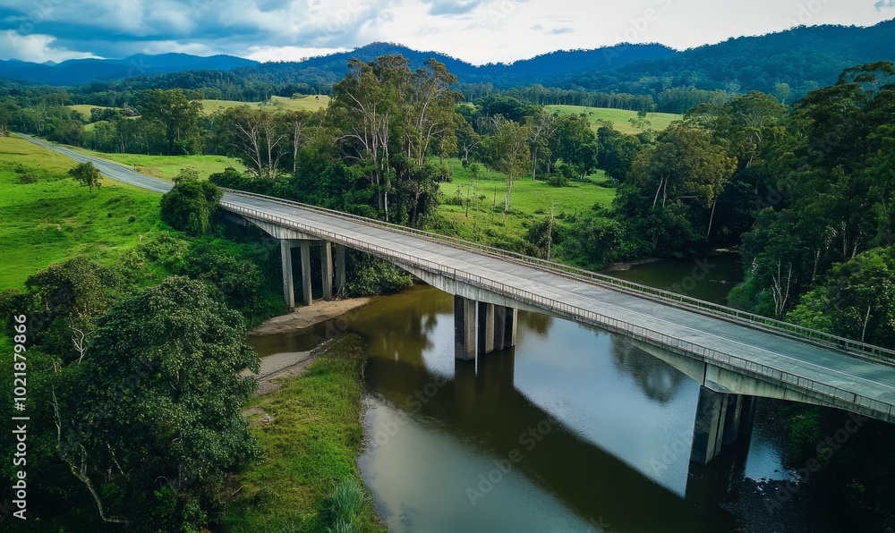 Drone image of bridge over Cudgera Creek at Drone image of bridge over Cudgera Creek at