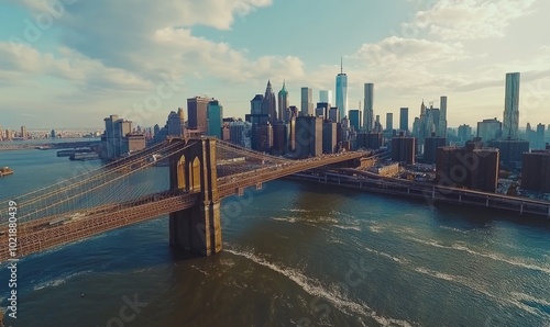 Drone view of Brooklyn bridge