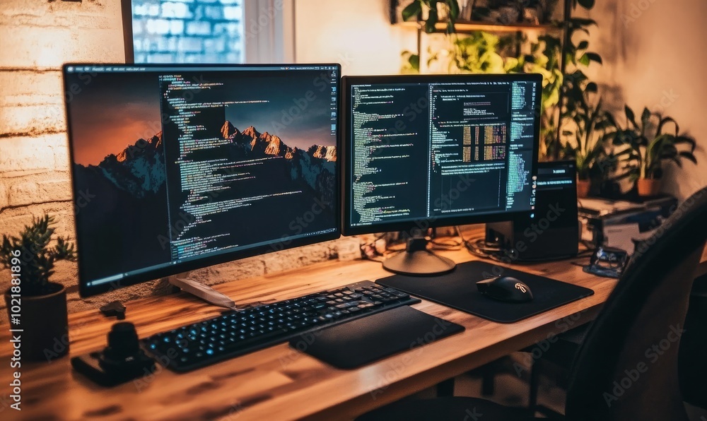 Desktop computer and laptop on top of a desk Desktop computer and laptop on top of a desk