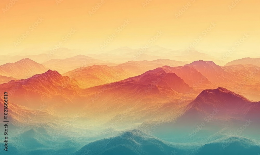 Heatmap of a mountain range, with warmer colors showing areas of higher elevation and cooler tones in the valleys and lower regions Heatmap of a mountain range, with warmer colors showing areas of higher elevation and cooler tones in the valleys and lower regions