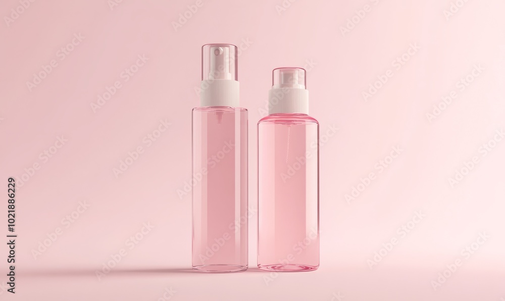 Double Cosmetic Spray Bottle Mockup Double Cosmetic Spray Bottle Mockup