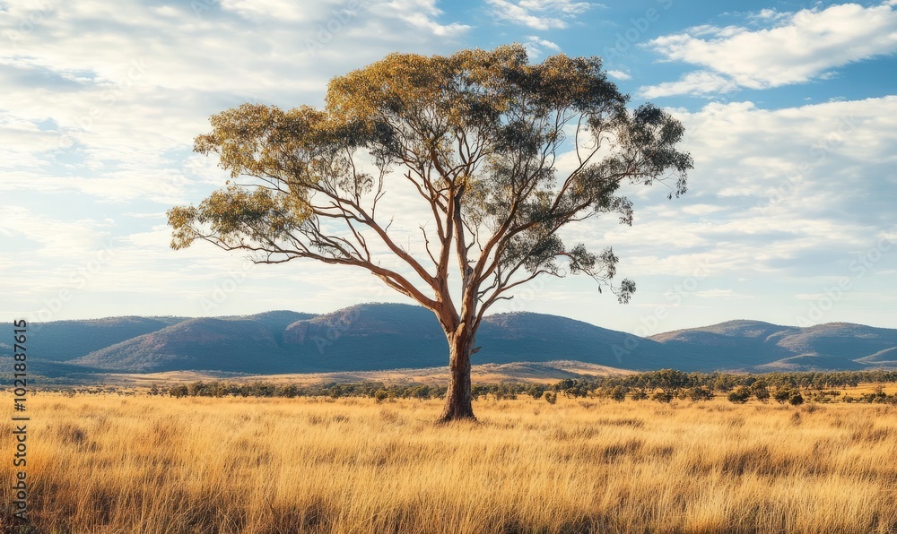 Huge gum tree on dry Australian landscape Huge gum tree on dry Australian landscape