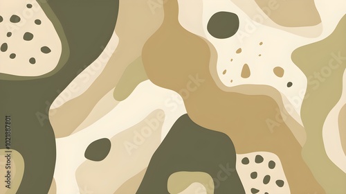 Seamless Background of abstract Shapes and Textures in khaki Tones. Creative Wallpaper