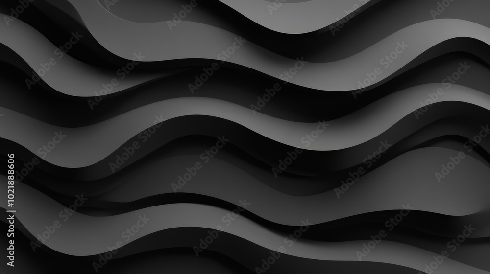 Abstract wavy black lines over a deep grey background with depth Abstract wavy black lines over a deep grey background with depth