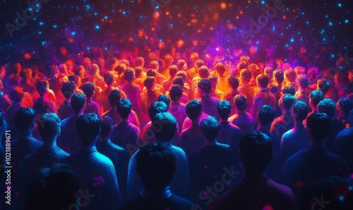 Heatmap of a Christmas choir performance, with vibrant colors around the singers and cooler tones in the audience