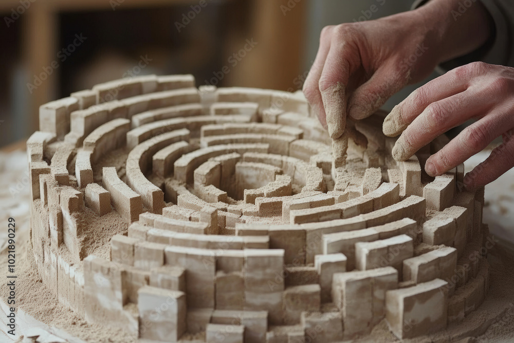 Intricate Wooden Labyrinth Carving Intricate Wooden Labyrinth Carving