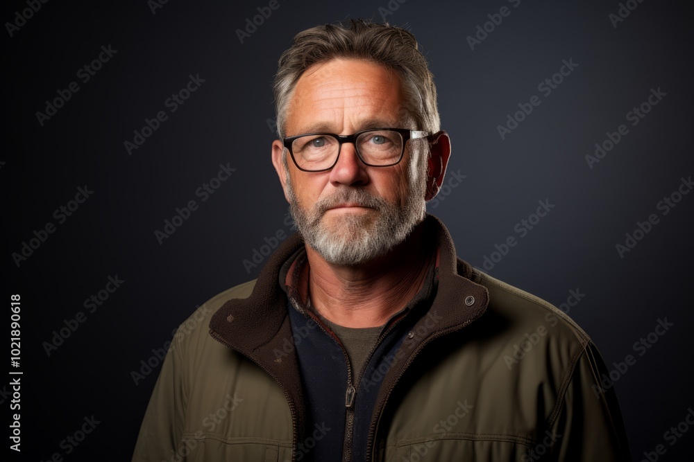 Handsome middle age man with beard and glasses over black background. Handsome middle age man with beard and glasses over black background.