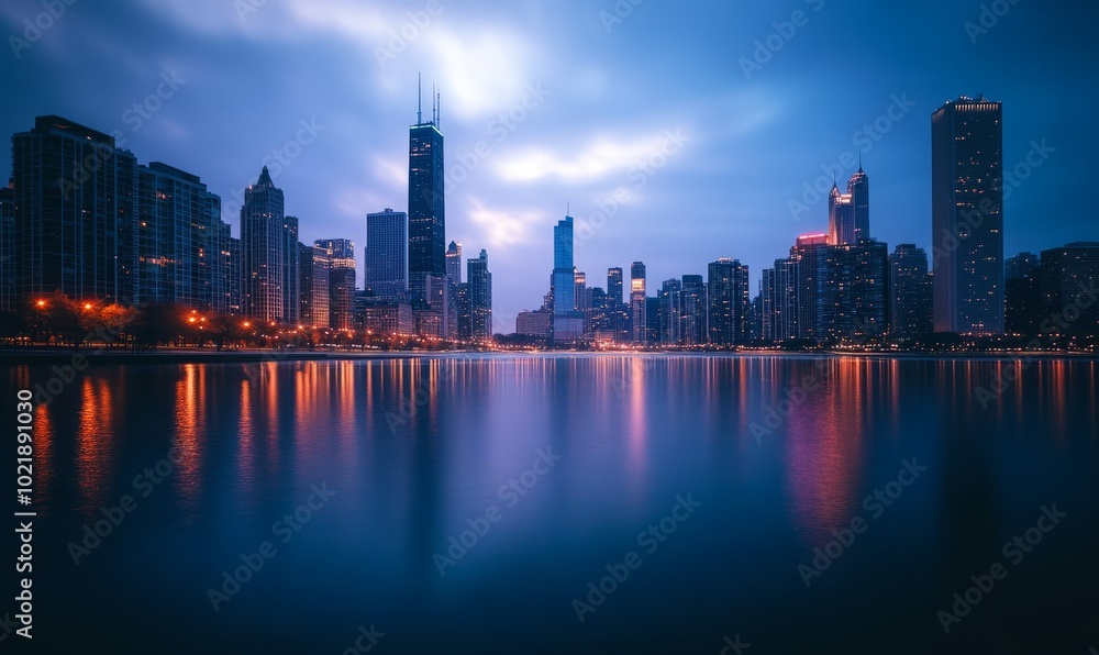 Fototapeta premium Majestic City Skyline at Dusk