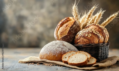 Fresh various wheat and rye handmade bread