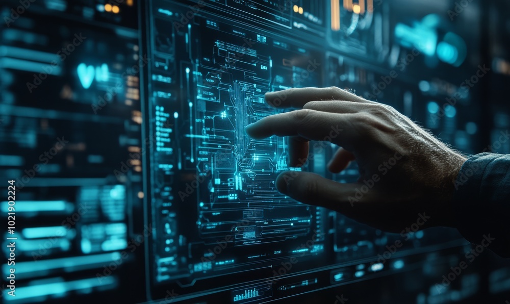 Man hand using cybersecurity interface Man hand using cybersecurity interface