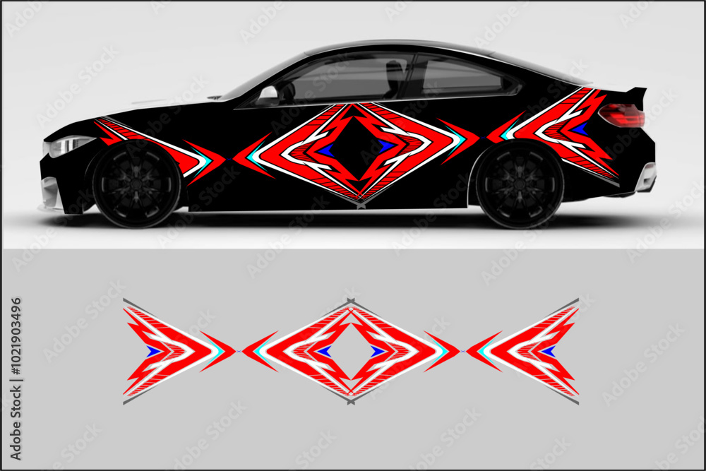 Vector wrap car,sticker car,strip car design with cool line patterns and bright colors Vector wrap car,sticker car,strip car design with cool line patterns and bright colors
