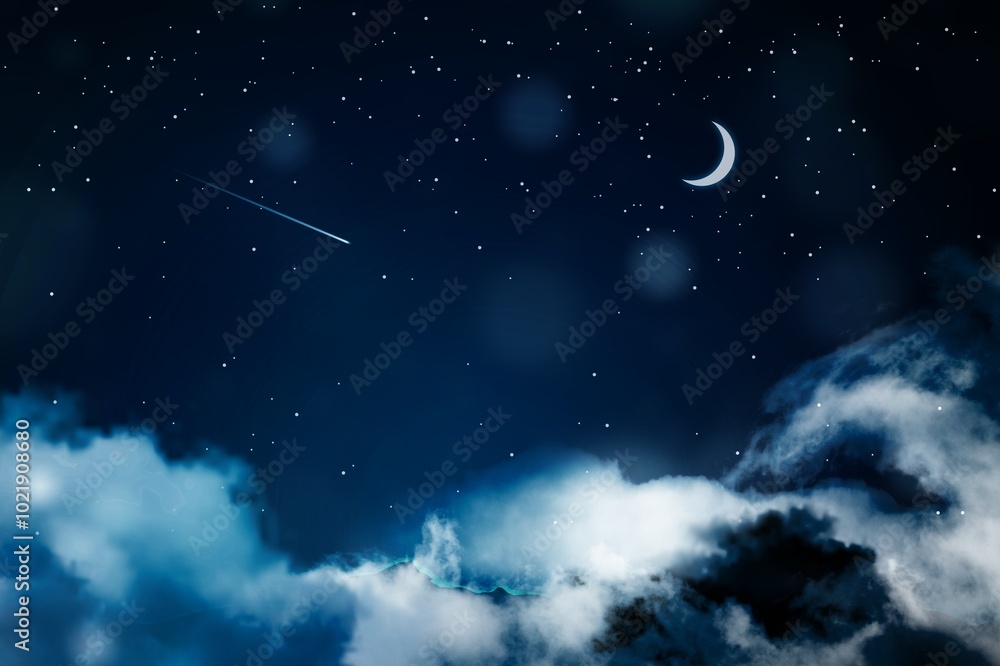 Starry beautiful night sky with soft clouds. Starry beautiful night sky with soft clouds.