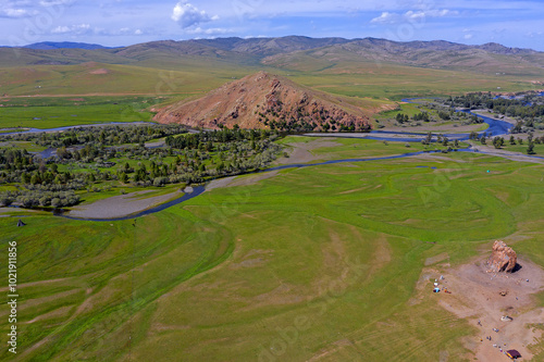 Obraz na płótnie Tourist attraction Taikhar Chuluu (Taikhar rock) - It is situated 22km from Tsetserleg town on a bank of Khoid Tamir River in Ikhtamir Soum, Arkhangai province, Mongolia w salonie