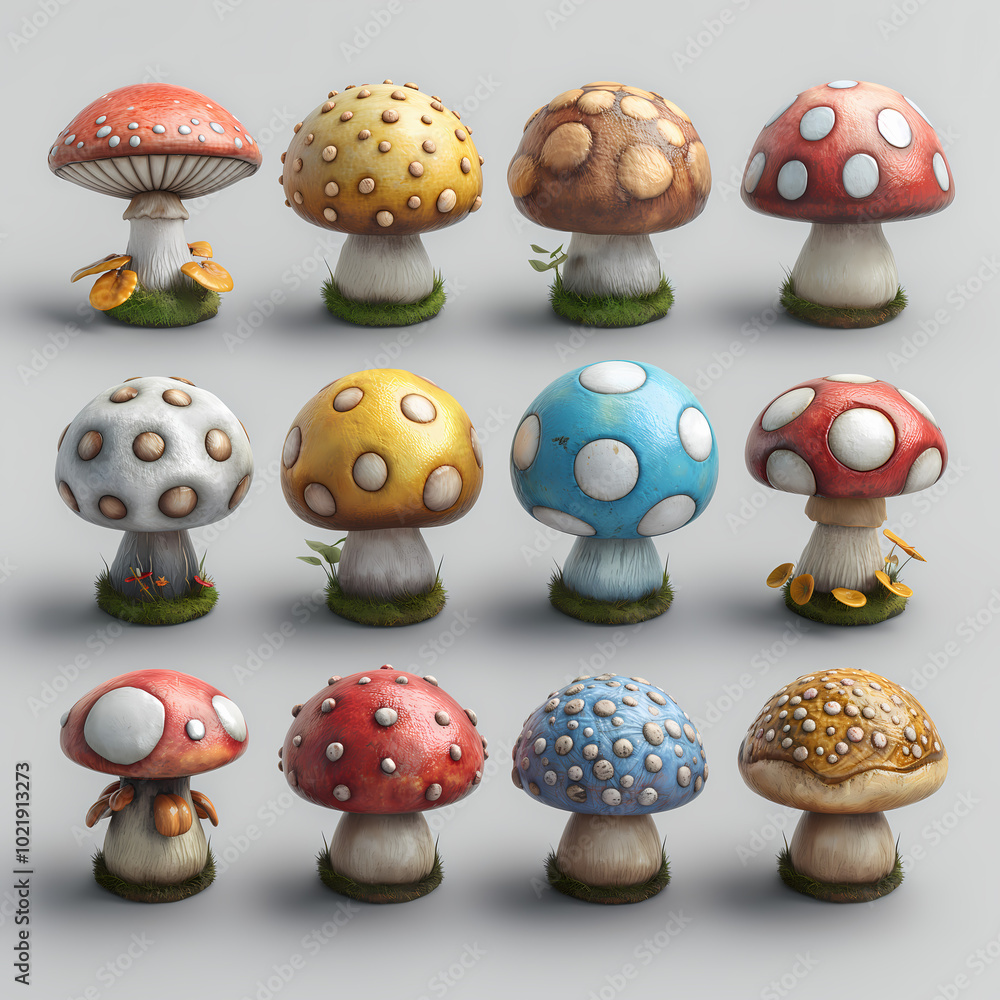 set of mushrooms isolated set of mushrooms isolated