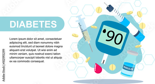 Diabetes Management with Insulin and Glucometer Illustration