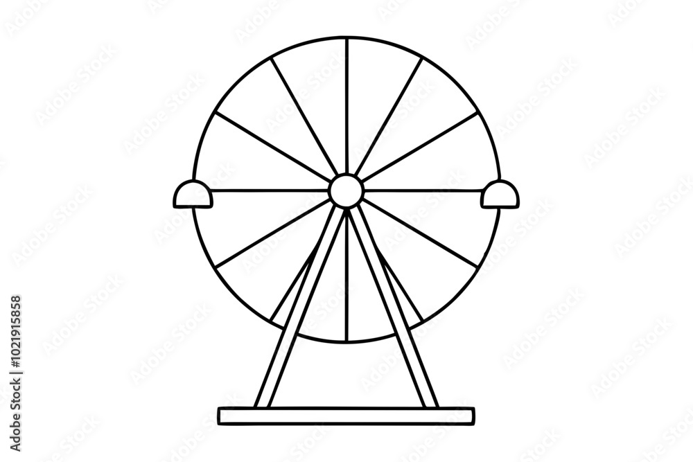 Ferris Wheel Line Art Vector Illustration - Minimalist Amusement Park Design Ferris Wheel Line Art Vector Illustration - Minimalist Amusement Park Design