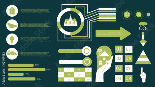 Green business and clean energy modern infographic elements. Vector template.