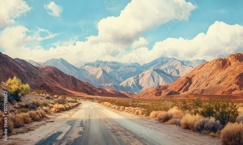 Road through desert landscape