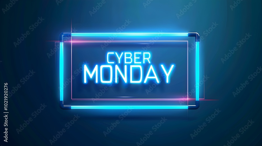 Glowing Blue 'CYBER MONDAY' Neon Sign in a Luxurious Setting Glowing Blue 'CYBER MONDAY' Neon Sign in a Luxurious Setting