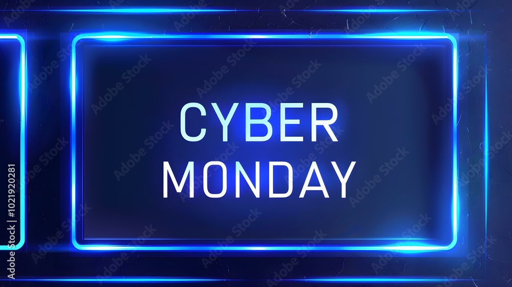 Glowing Blue 'CYBER MONDAY' Neon Sign in a Luxurious Setting Glowing Blue 'CYBER MONDAY' Neon Sign in a Luxurious Setting