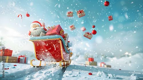 Santa Claus Christmas Red Sleigh with Gifts