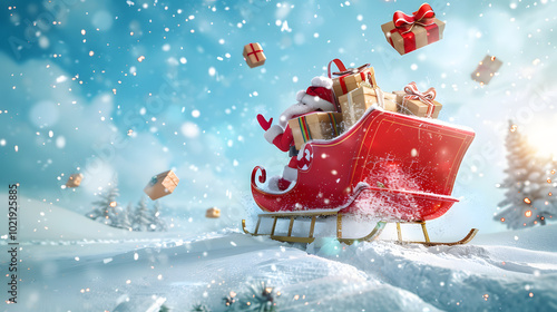 Christmas Magic Santa Claus Delivering Gift