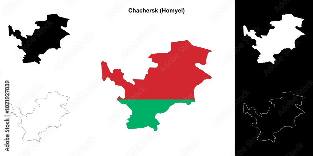 Fototapeta premium Chachersk district outline map set