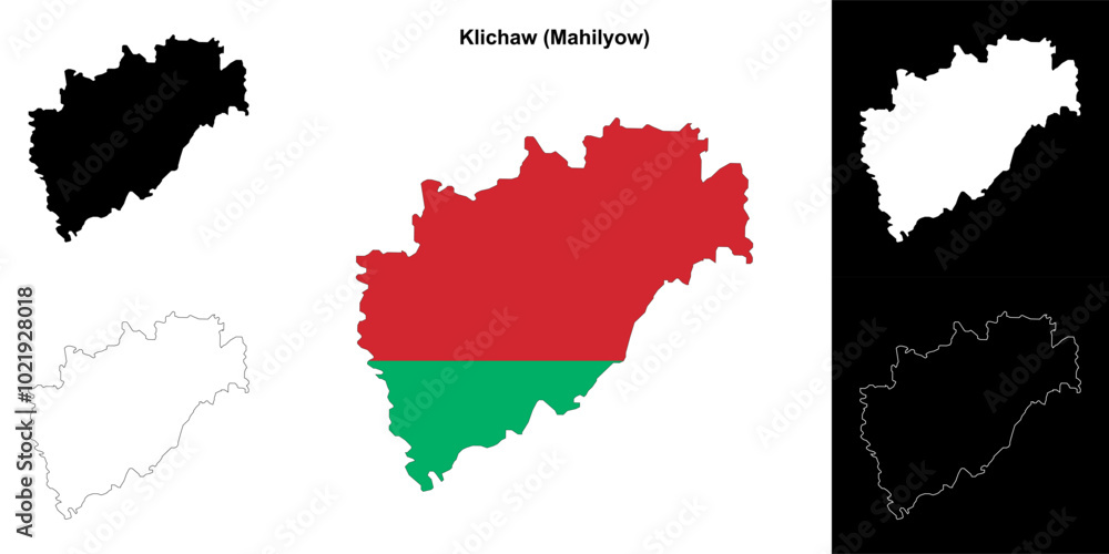 Fototapeta premium Klichaw district outline map set