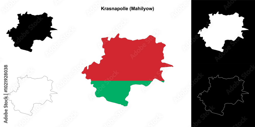 Naklejka premium Krasnapolle district outline map set