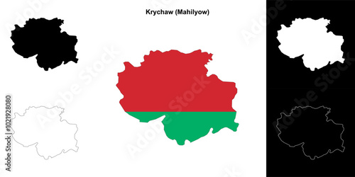 Krychaw district outline map set