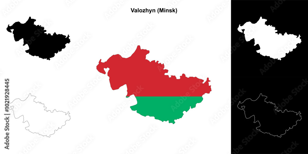 Fototapeta premium Valozhyn district outline map set