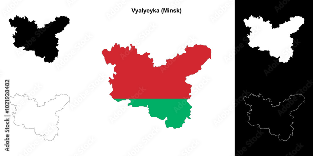 Fototapeta premium Vyalyeyka district outline map set