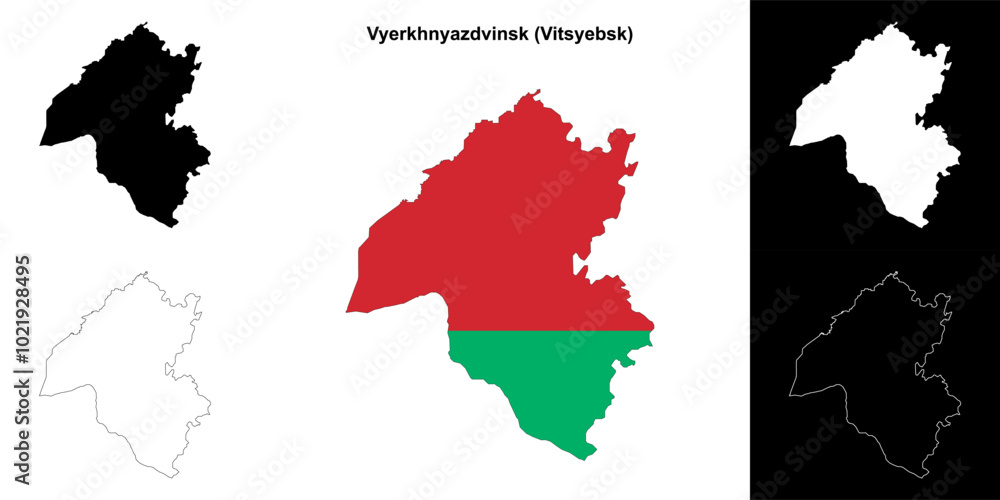 Fototapeta premium Vyerkhnyazdvinsk district outline map set