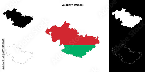 Valozhyn district outline map set