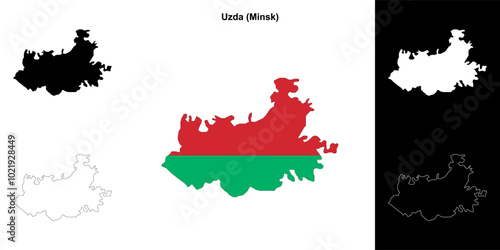 Uzda district outline map set